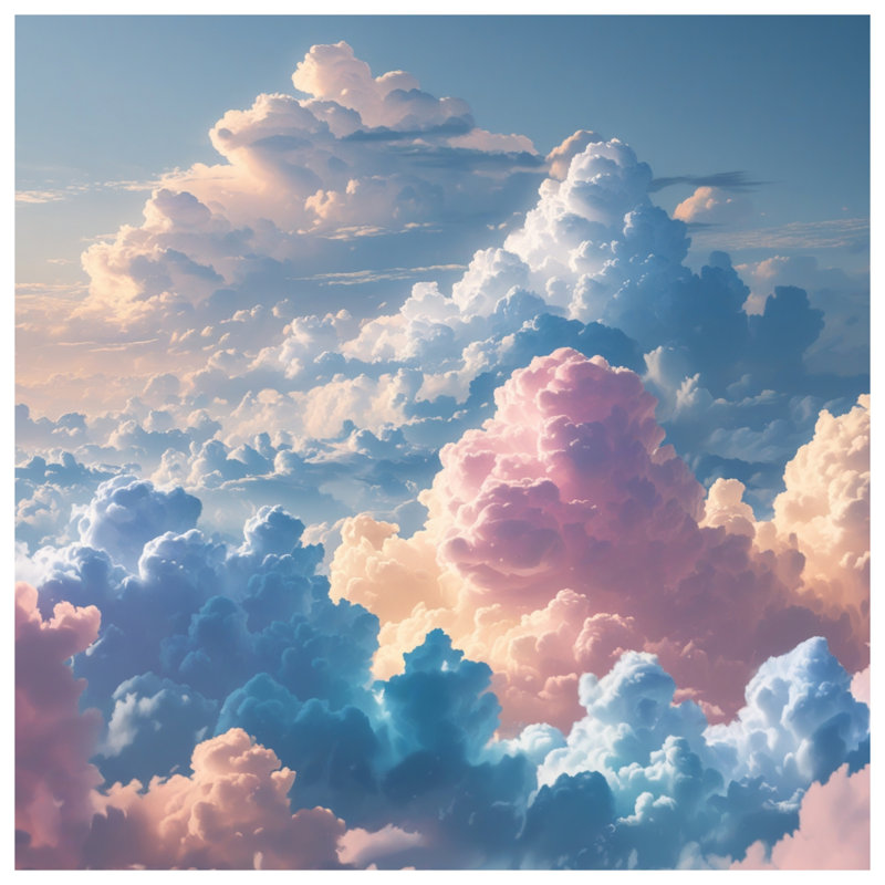 Rideaux de fenêtre Fluffy Pastel Clouds, Transparent, 50 po x 80 po - 1 panneau