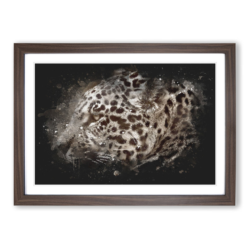Jaguar - Picture Frame Graphic Art, Walnut, 65cm H x 90cm W x 2cm D