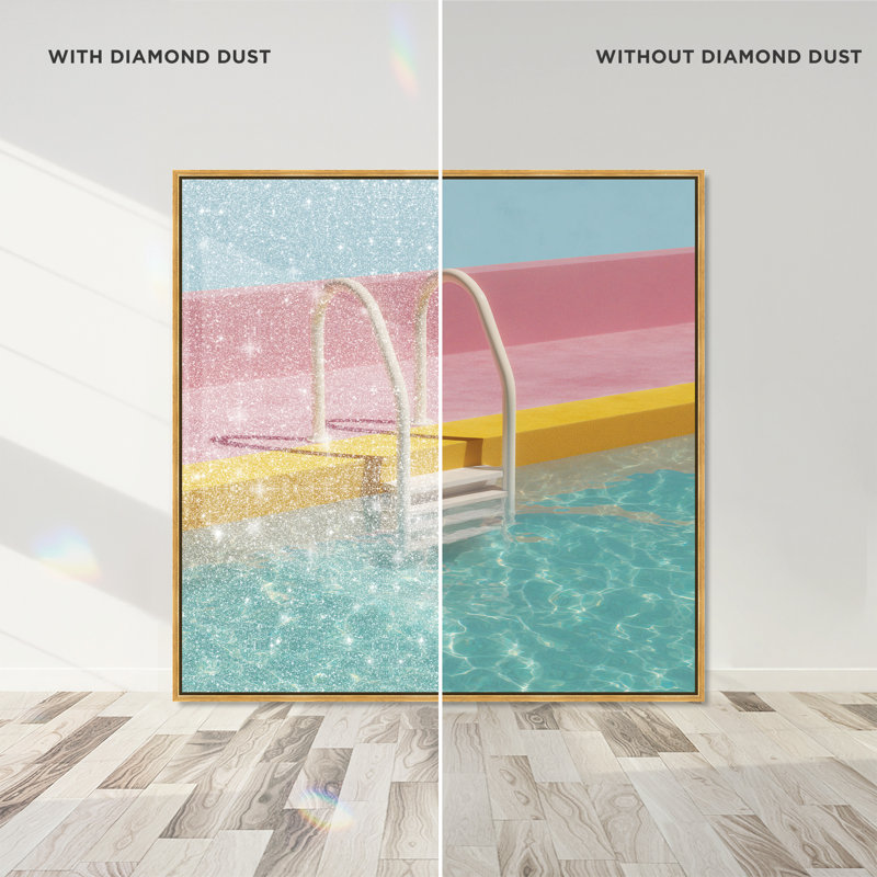 Poolside Symmetry I Print by Oliver Gal, 31"H x 31"W, Gold Floater Frame