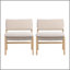 Chaise longue en acacia et coussin beige