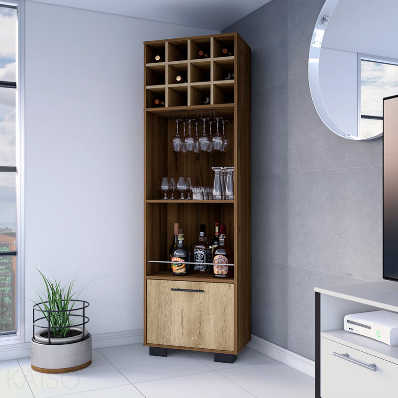 12-Bottle 2-Shelf 1-Drawer Bar Cabinet