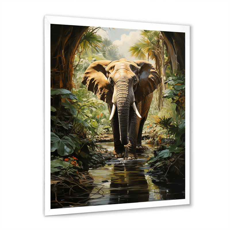 «Tidbury Elephant Jungle Sanctuary I», reproduction d'art sur toile, H 44 po x l 34 po x P 1,5 po, Cadre photo blanc