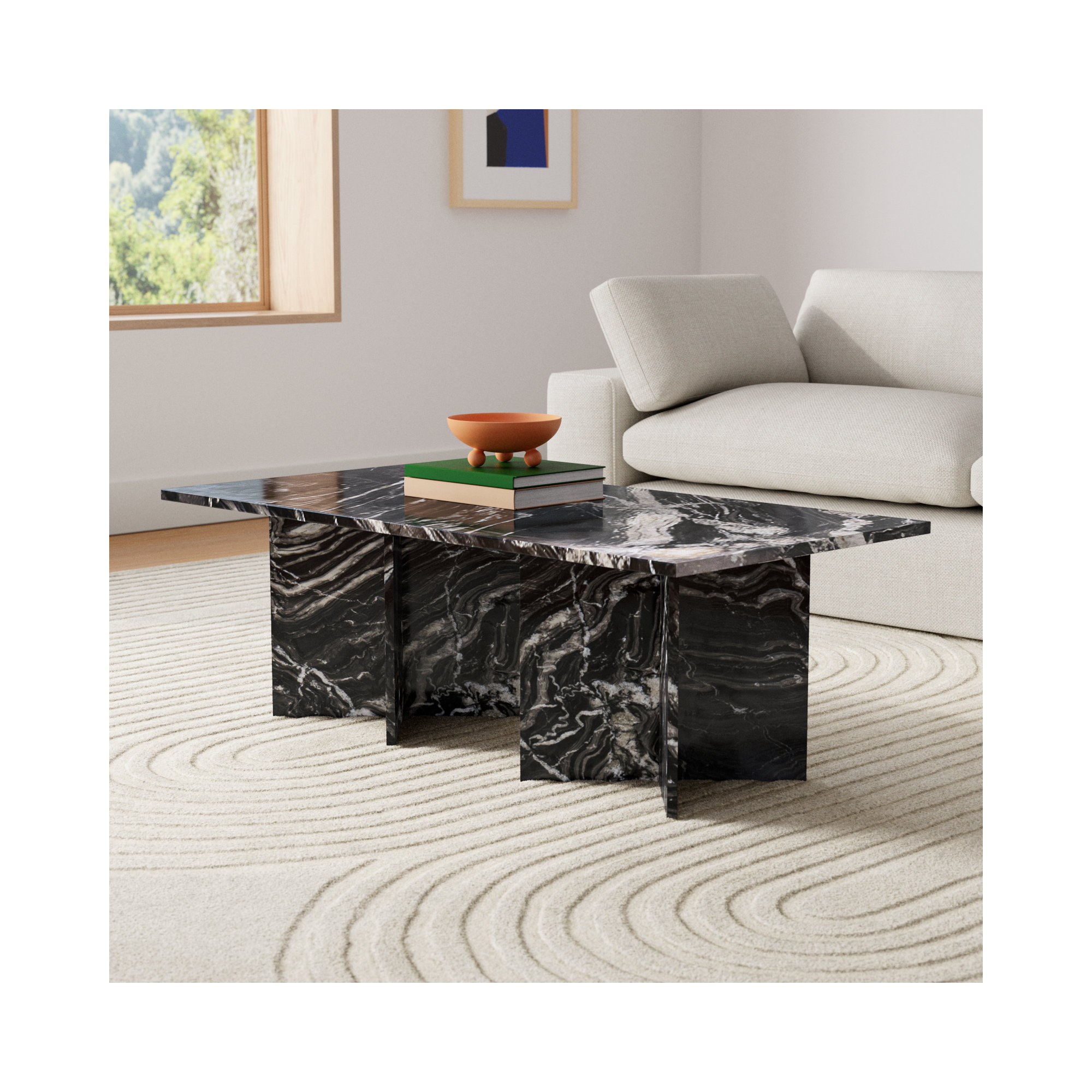 Coffee Table, Black Marble