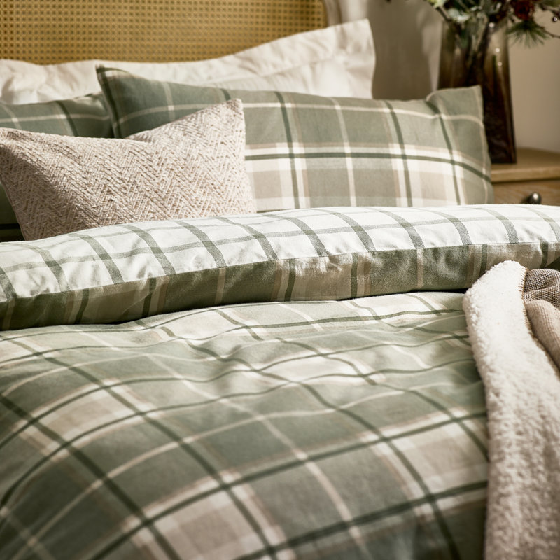 Braemar Check 100% Cotton Sheet Set, Single Duvet Cover + 1 Standard Pillowcase