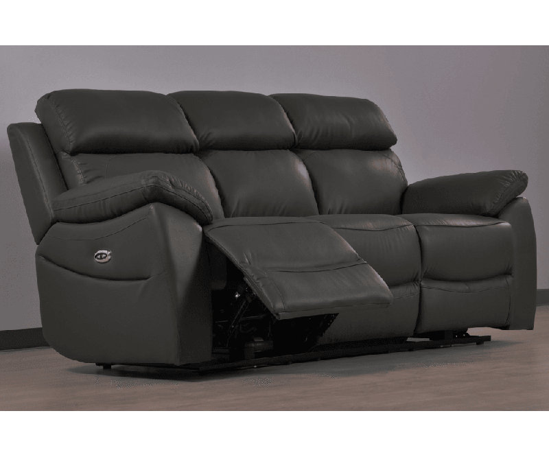 Dandrea Genuine Leather Electric Power Recliner 3 Seater Sofa, Grey