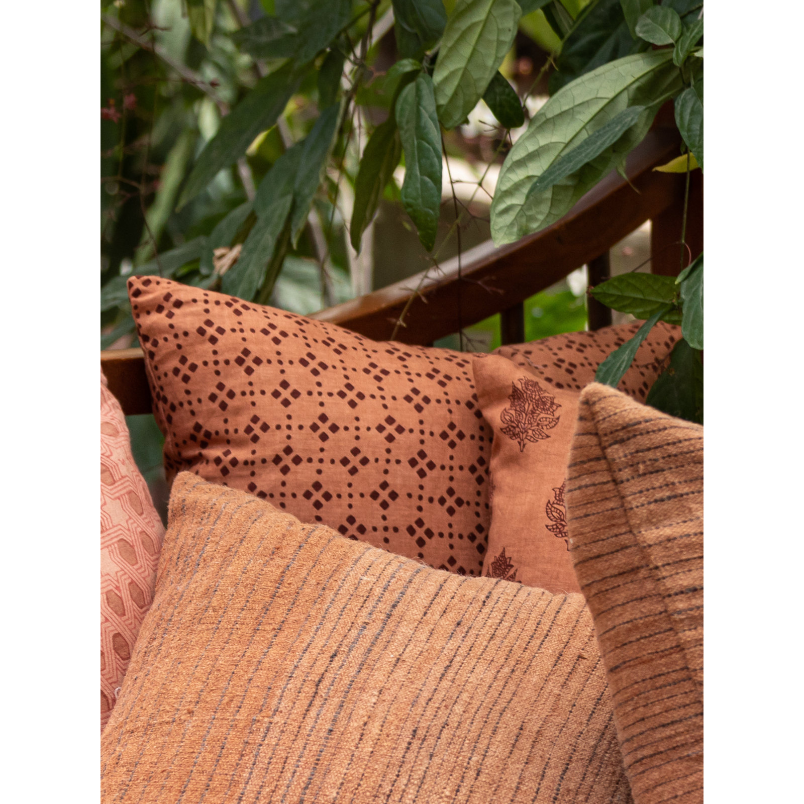 20" x 20" Linen Accent Pillow, Brown Polka Dots