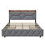 Industrial Storage Bed With 4 Drawers & Retractable Shelves, Upholstered Frame With USB Ports, European Double & King Sizes, Grey-1969913773