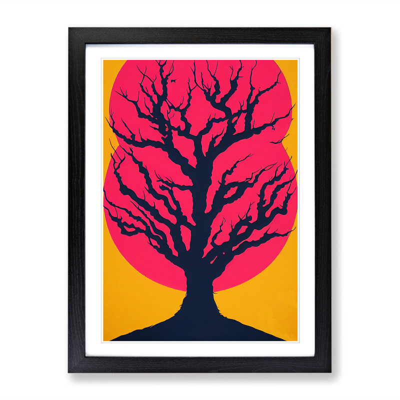 FRM-V0523-1869X Plum Tree Art - Picture Frame Print, 34cm H x 25cm W x 2cm D, Black