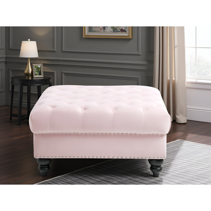 Swansea Velvet Ottoman, Pink