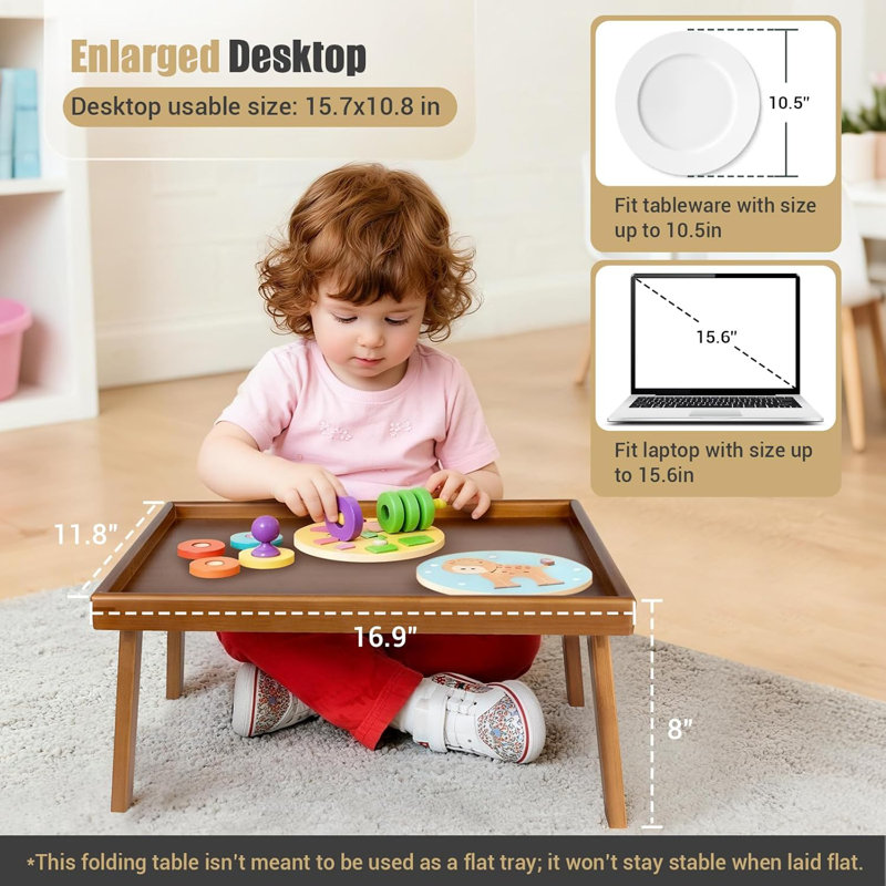 Plateau de table de lit en bambou avec barre de support et pieds pliables, table de plateaux de repas pour canapé-lit et ordinateurs portables, table de plateau de tour de télévision sur canapé (brevet d'invention)