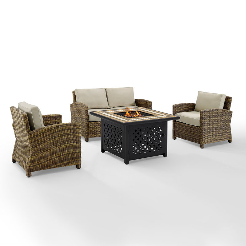 4 - Person Patio Conversation Set with Cushions, Sand