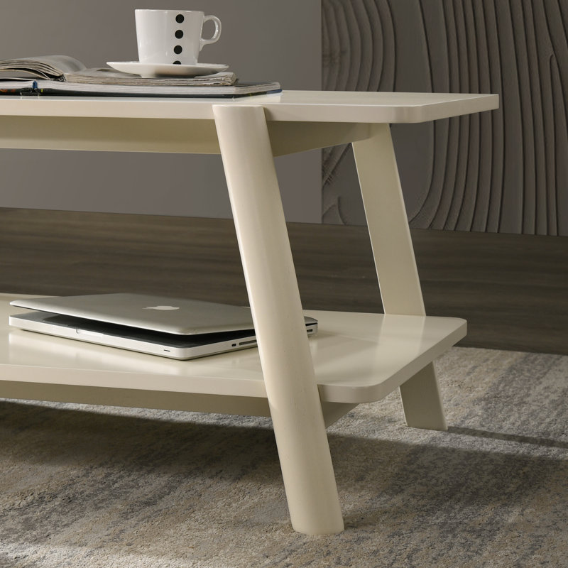 Table basse simple Cavett, Blanc cassé / blanc