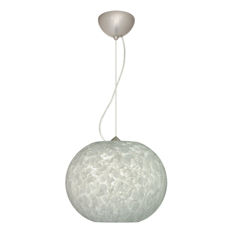 Luminaire suspendu à 1 lumière Jordo, Nickel satiné, Opale matte, Incandescent
