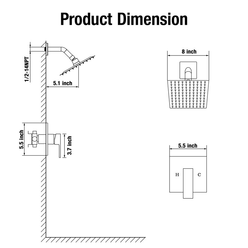 Single function shower faucet set, shower valve decoration set, Brushed Nickel
