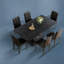 Ensemble de table de salle à manger moderne en bois noir avec chaises en polyuréthane, parfait pour la cuisine et la salle à manger
