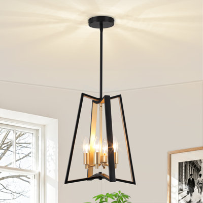 4 - Light Industrial Geometric Chandelier For Living Room Kitchen Entryway Hallway Foyer
