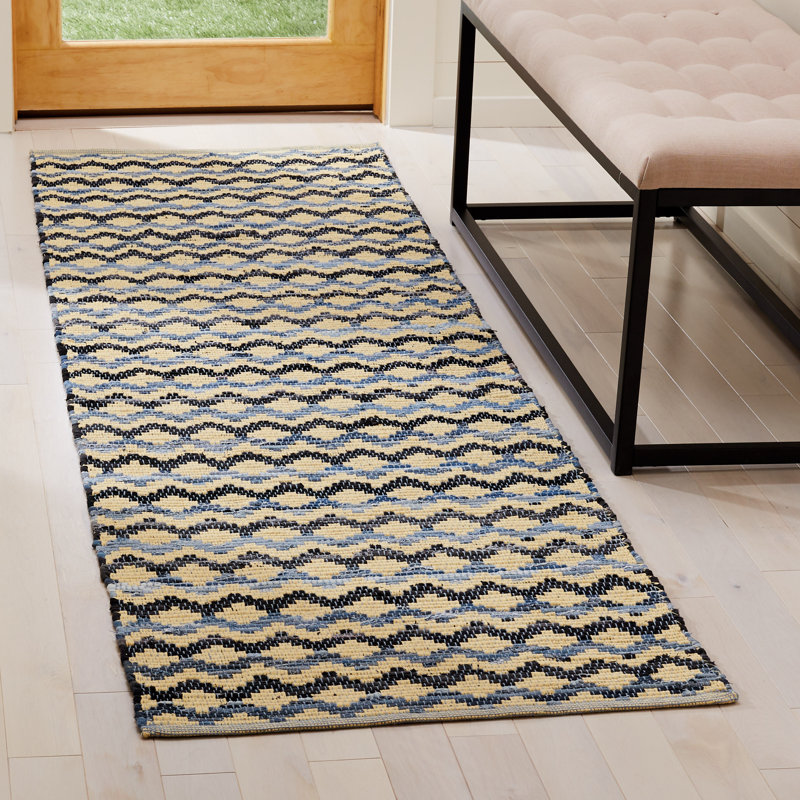 Annia Hand Woven Cotton Geometric Rug, Runner 2'3" x 6'