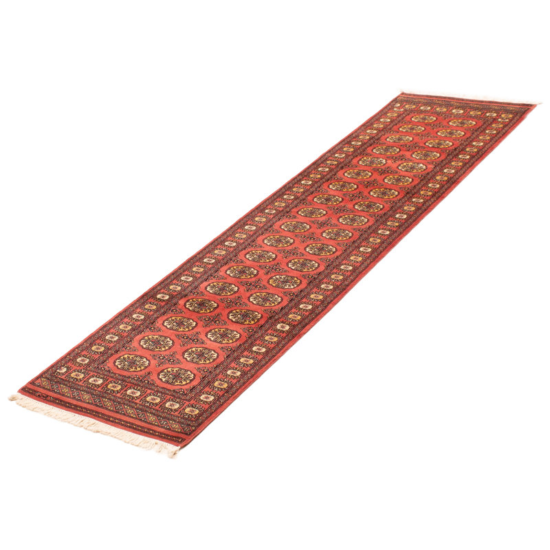Tapis unique en laine noué à la main Bokhara Peshawar corail foncé 2 pi 7 po x 9 pi 10 po