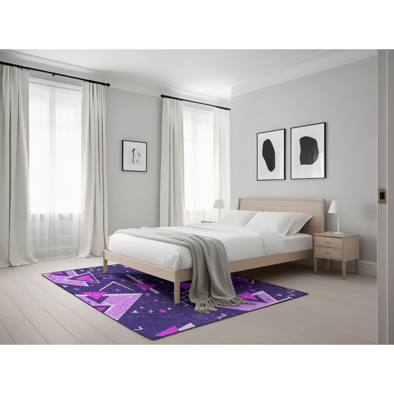 Tapis bleu/rose à motifs Kasturi, Rectangle 5 pi x 7 pi