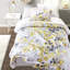Literie pour lit simple TG avec édredon - imprimé feuilles jaunes et grises, tissu en microfibre, édredon rembourré, poches latérales pour drap-housse pour le rangement, draps imprimés lavables à la machine, microfibre ultra douce,-128737987