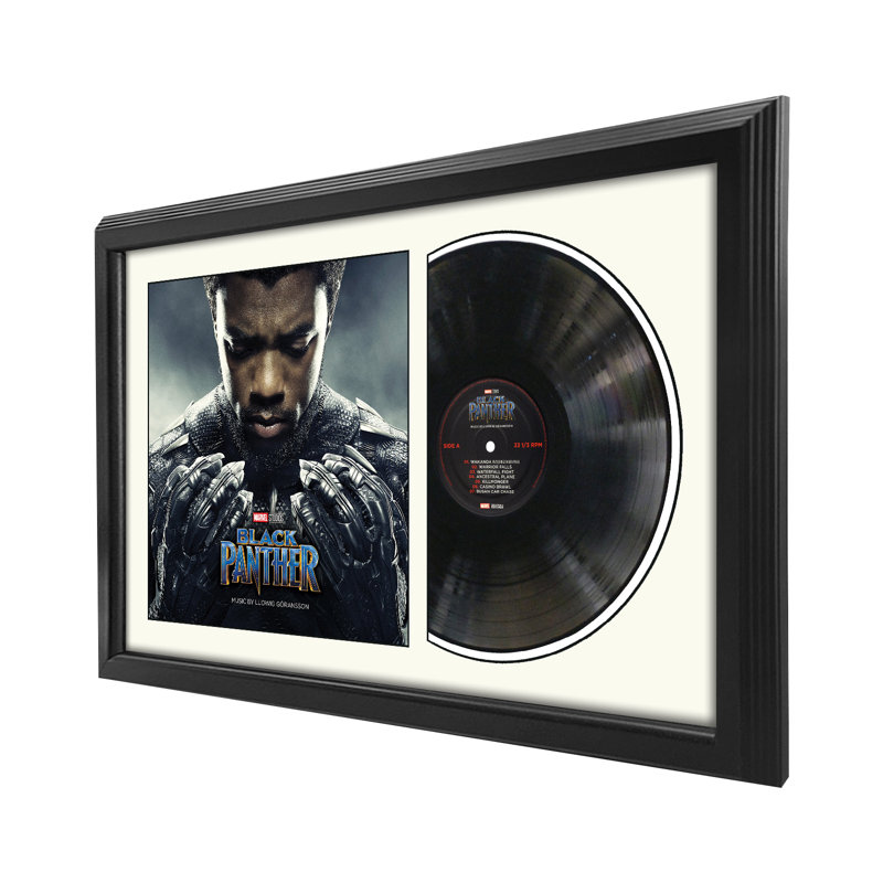 «Black Panther», disque original encadré avec passe-partout blanc, Blanc