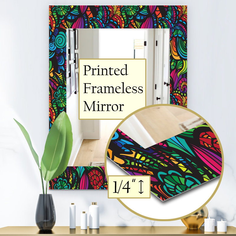 Miroir décoratif mural, miroir décoratif moderne, H 24 po x l 32 po, Motif cachemire