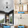42'' Dimmable Ceiling Fan With Light And Remote Crystal Modern Chandelier Fan Retractable Fandelier With Memory, Silent Motor, 6 Speed, 3 Colour Change, Timer Function(Gold)
