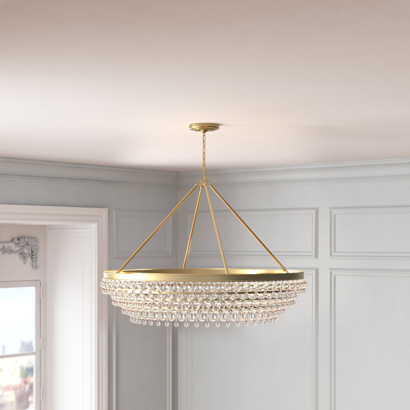 Freddy 8 - Light Unique Tiered Chandelier with Glass Accents, Vibrant Gold