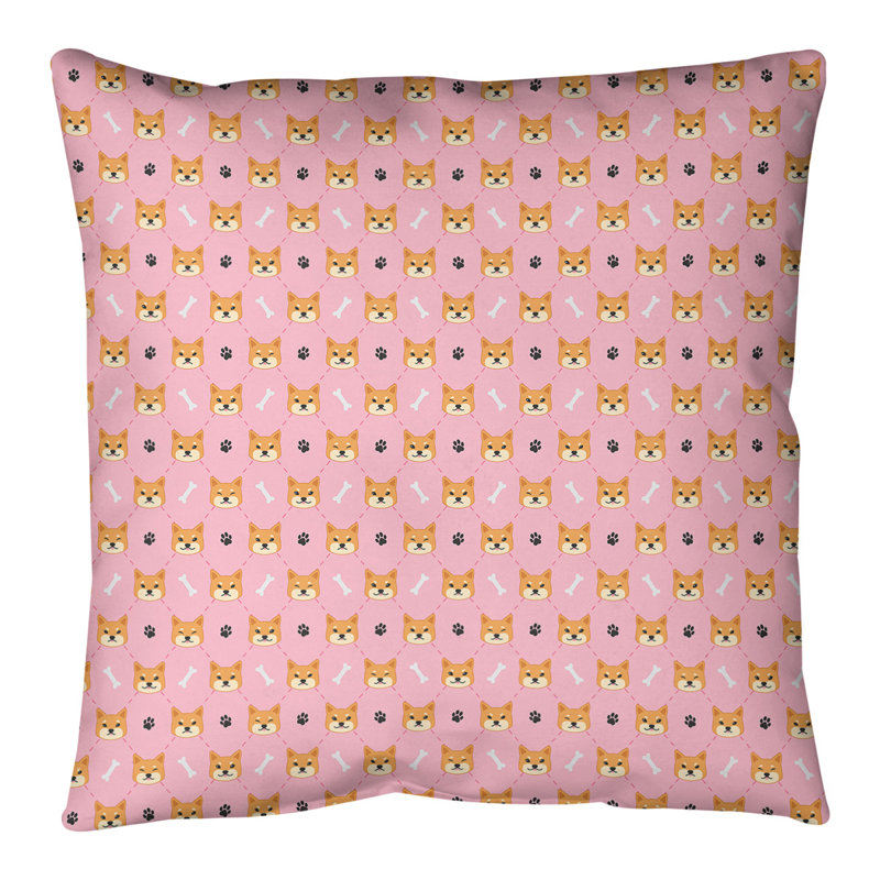 Coussin de sol Katelyn Elizabeth Shiba Inu, 28 po x 28 po, Shiba Inu rose