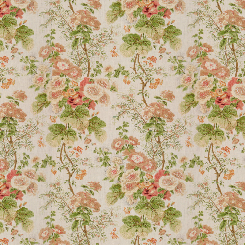 Hollyhock Hdb 49" Fabric, Coral/Apple