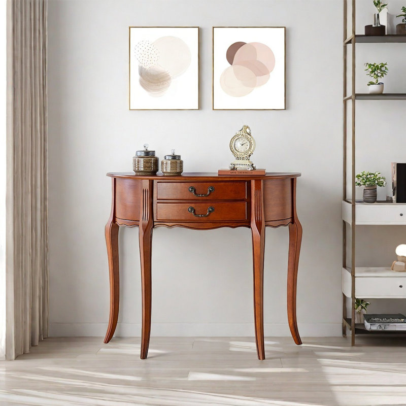 Minimalist Solid Wood Console Table, Brown, 35.43" H x 39.37" W x 11.81" D