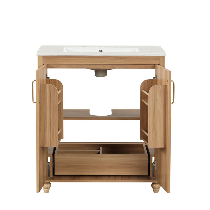 Meuble-lavabo multifonctionnel avec portes et tiroir 30 po