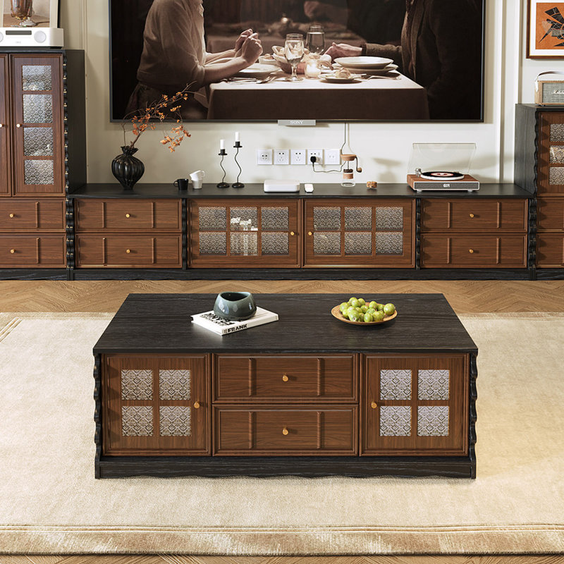 French-style vintage storage TV cabinet set