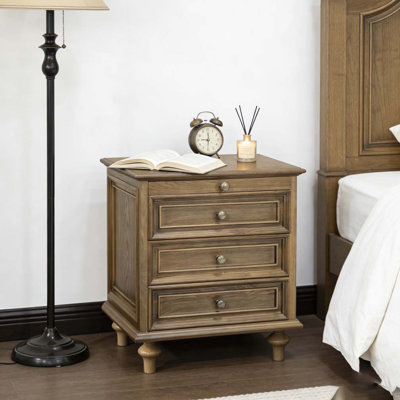 Nightstands with 4 Drawer,Wood Storage End Table with Hidden Pull-Out Shelf