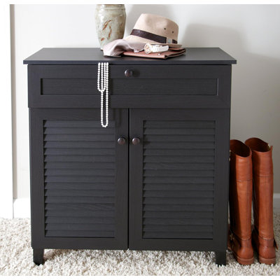 Modern Shoe Storage Cabinet With Hinged Doors And Drawer For Organized Footwear Display