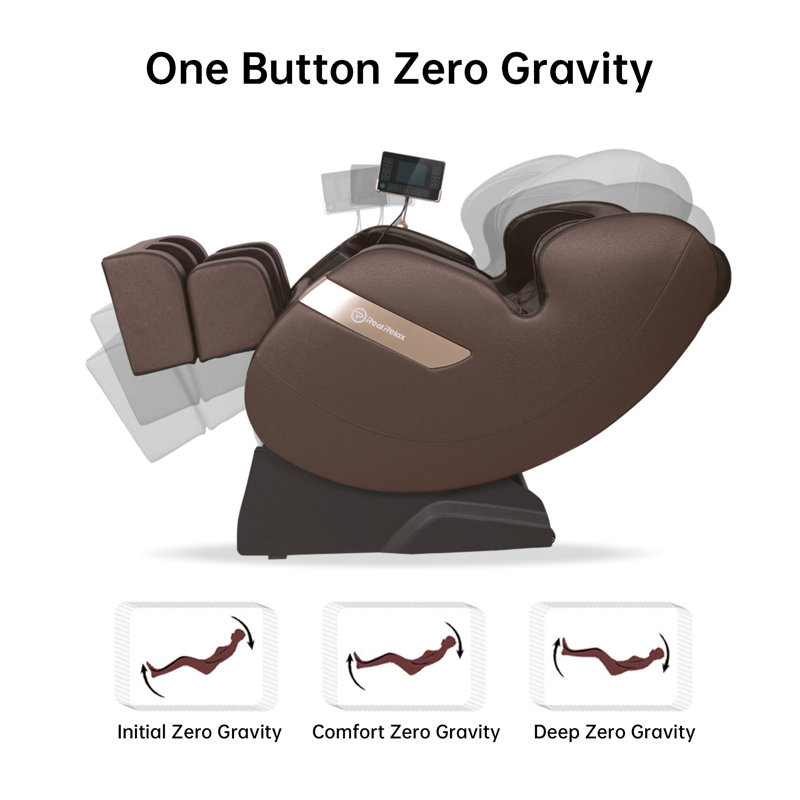 Newest Full Body Zero Gravity Massage Chair with Dual-Core S Track, LCD Remote and APP Control, Brown Faux Leather