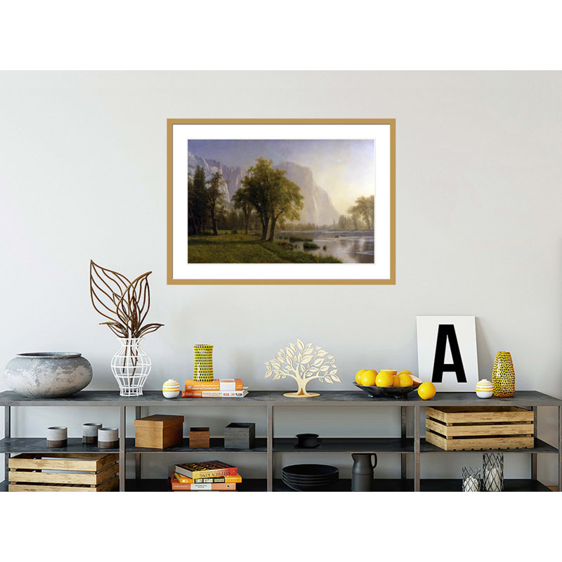 «El Capitan Yosemite Valley California» par Albert Bierstadt, impression giclée encadrée, H 30,06 po x l 41,5 po