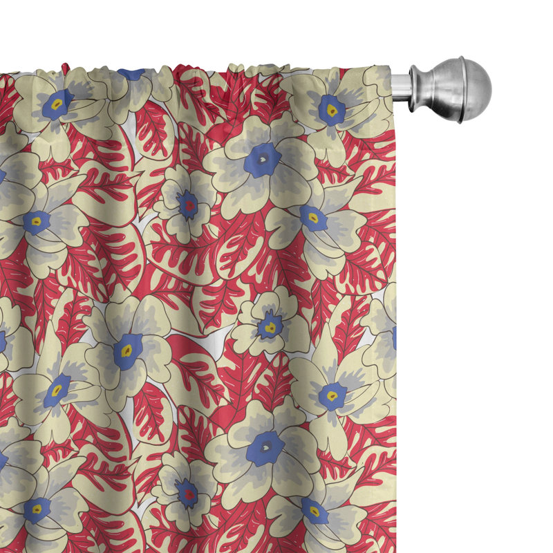Floral Semi-Sheer Rod Pocket Curtain Panels, 28" x 95"