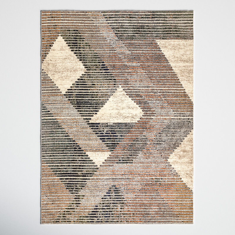 Tapis abstrait Jacaria pour le salon, la chambre et la cuisine, gris / ivoire, Rectangle 6 pi 7 po x 9 pi