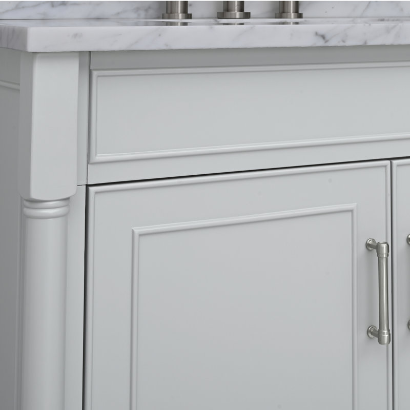 Selene Freestanding 37'' Light Gray Single Bathroom Vanity with Carrara Marble Top