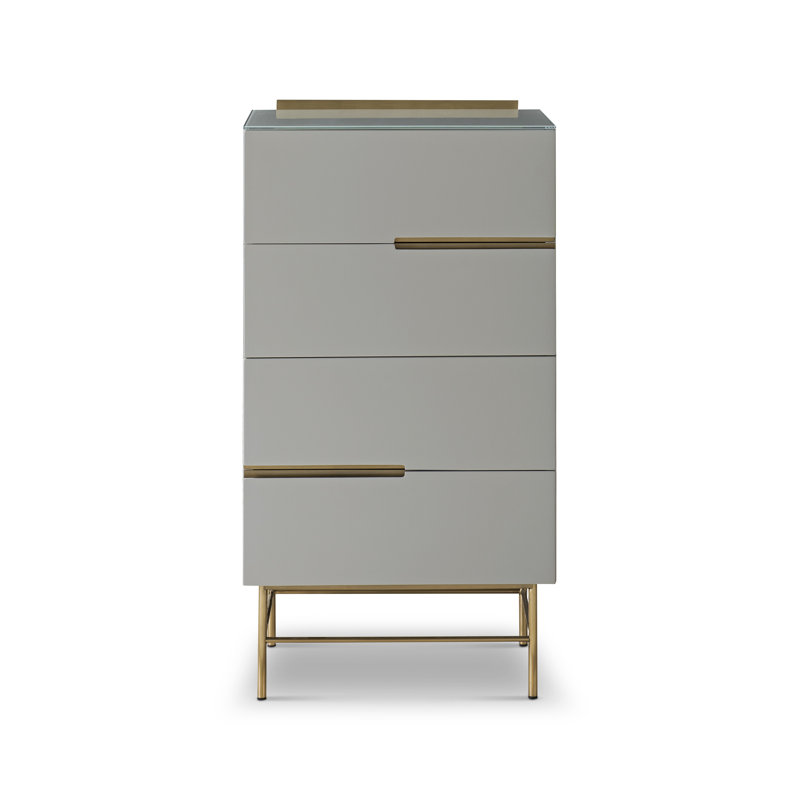 Nicholls 55cm W 4 - Drawer Chest of Drawers, Grey/Gold