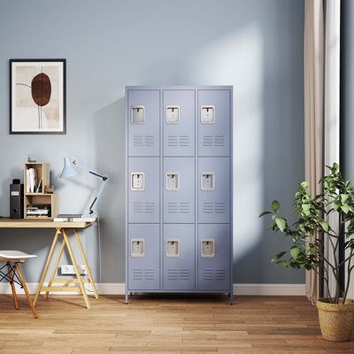 9 casiers en métal de 72 po de hauteur avec serrure pour employés, école, bureau, salle de sport, chambre à coucher, armoire de rangement, assemblage requis