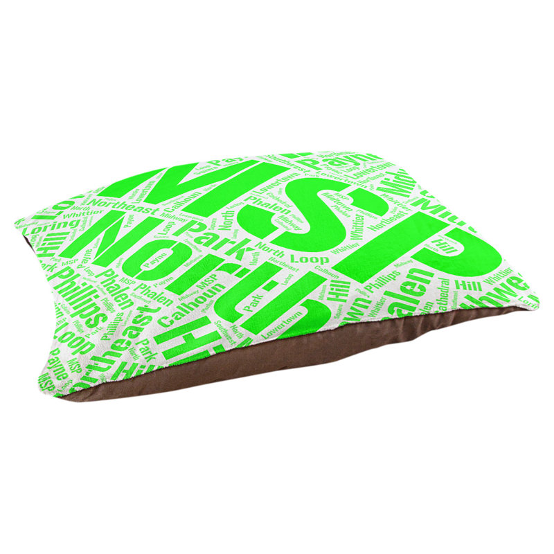 Coussin de chien « districts », Très grand (H 17 po x l 50 po x P 40 po), Vert, Minneapolis – Saint Paul