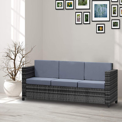 Gennett 185cm Wide Straight Steel Patio Sofa with Cushions