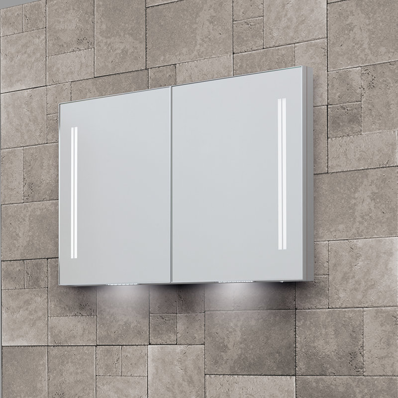 Sharleen Metal Mirror Cabinet, 70cm H x 90cm W x 12.5cm D