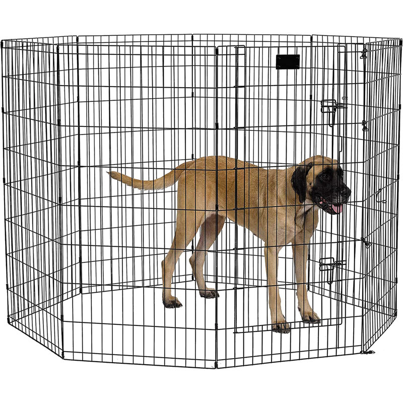 Black Metal 24" x 48" Exercise Pen with Door
