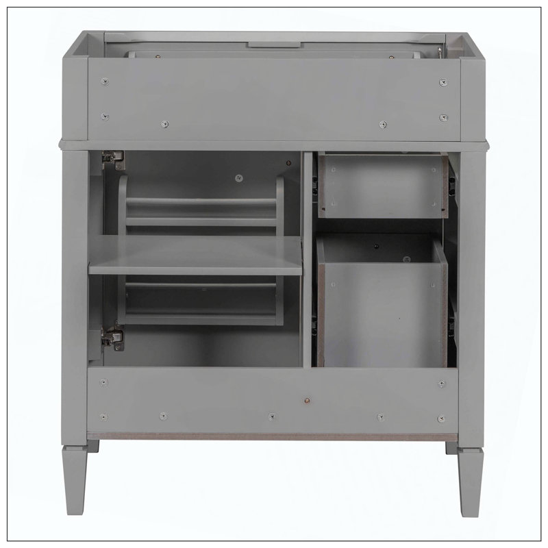 Meuble-lavabo 2 tiroirs Modern, Gris, Nickel brossé