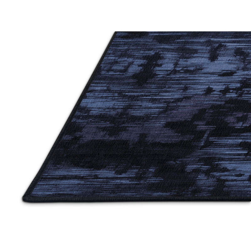 Machine Washable Abstract Gray Area Rug, Round 3'