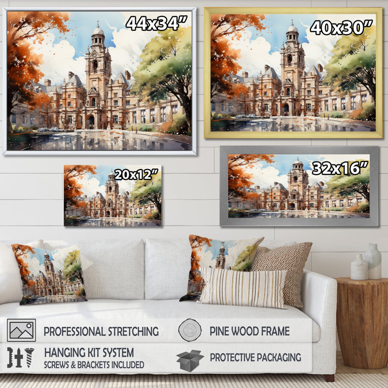 «Ireland Trinity College Dublin», reproduction sur toile, Cadre flottant noir, H 30 po x l 40 po x P 1,5 po
