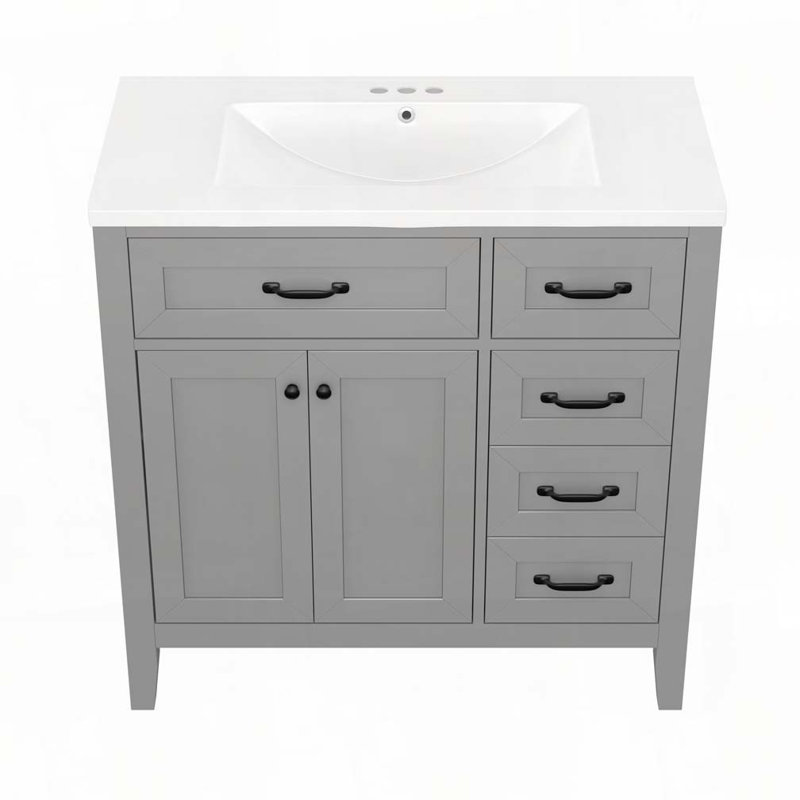 Meuble-lavabo 36 po avec lavabo, Gris